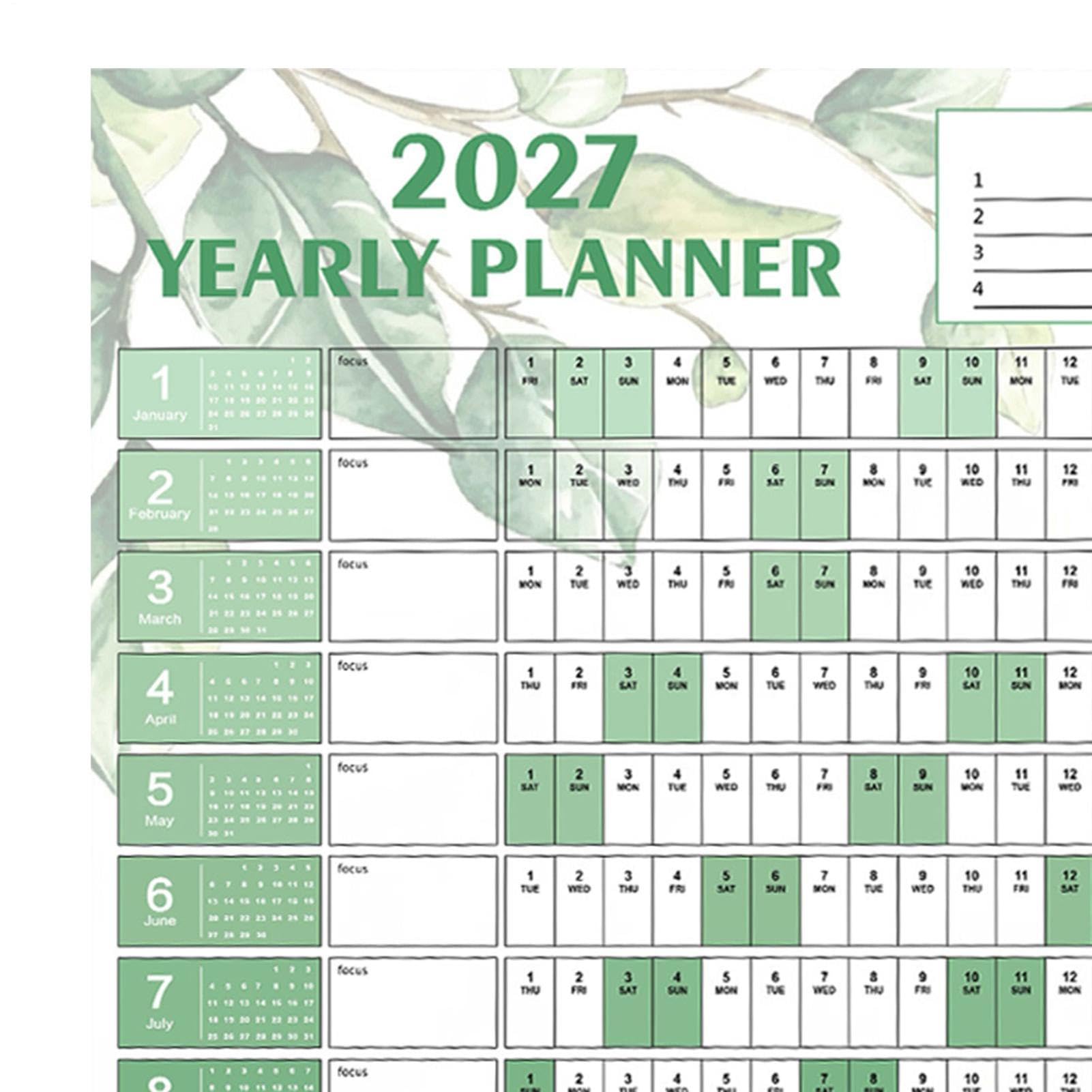 Kalendarz biurkowy 2027, miesięczny kalendarz biurkowy/ścienny od stycznia