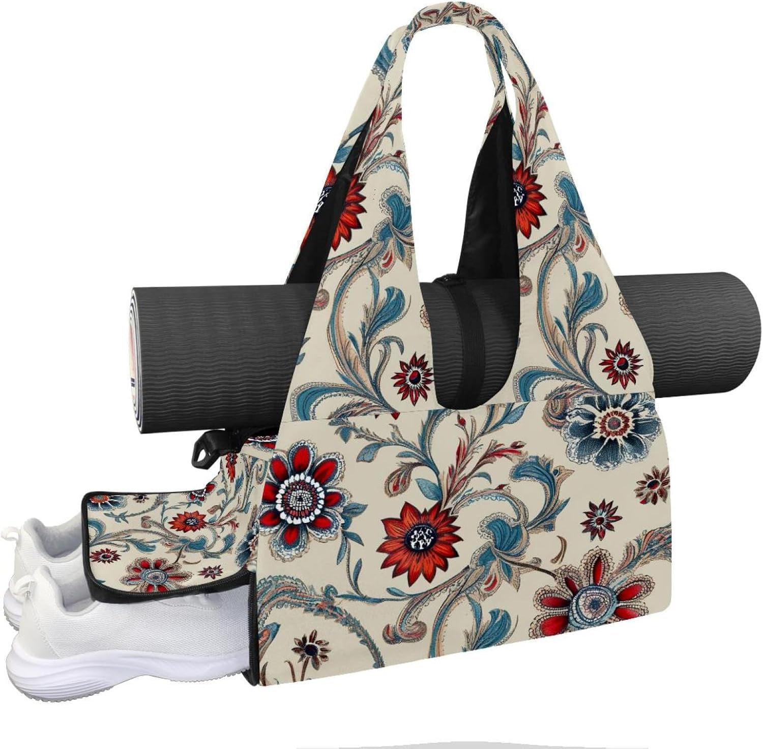 Yoga Mat Bag, Gym Workout Bag with Shoe Compartment, Star Butterfly Pilates Bag for Women, Quick Access Storage Yoga Tote Bag for Sports Travel Office