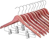Vista 17 de TOPIA HANGER Perchas de madera para trajes con clips de metal ajustables (paquete de 10), perchas de madera maciza, gancho giratorio de 360°