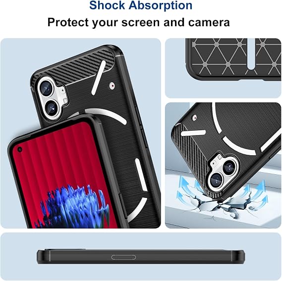 Case for Nothing Phone 1, Slim Fit Phone Cover, Black | Shock-Absorption, Anti-Slip,Anti-Fingerprint, Soft TPU, Carbon Fiber Textures, Rubber Protective