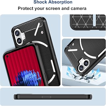 Case for Nothing Phone 1, Slim Fit Phone Cover, Black | Shock-Absorption, Anti-Slip,Anti-Fingerprint, Soft TPU, Carbon Fiber Textures, Rubber Protective