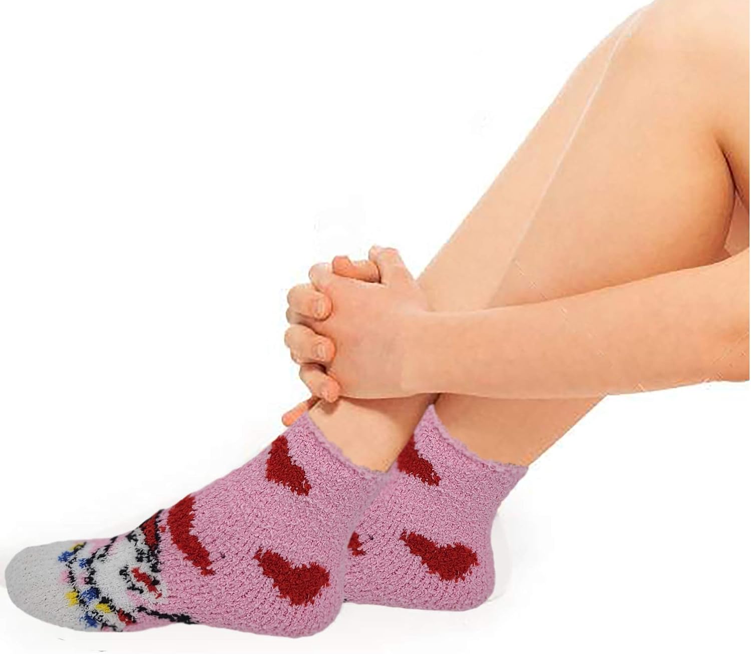 Different Touch 6 Pairs Pack Kids Girls Cozy Fuzzy Soft Anti Skid Slipper Socks