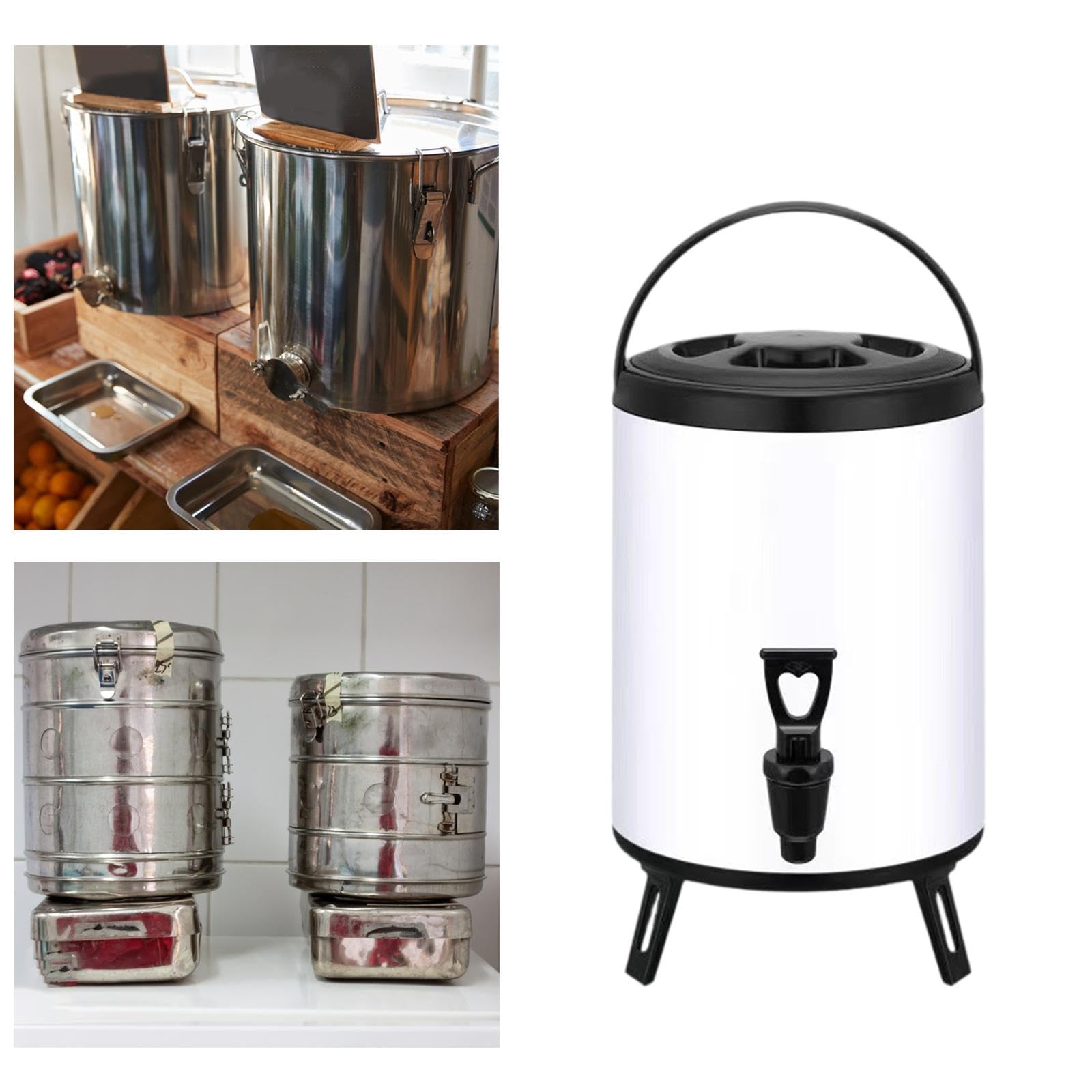 Dispensador de Bebidas de Doble Capa con Aislamiento Térmico, de Acero Inoxidable, para Bebidas Frías Y Calientes, con Asa Reforzada. Ideal para, tal como se describe, 10l