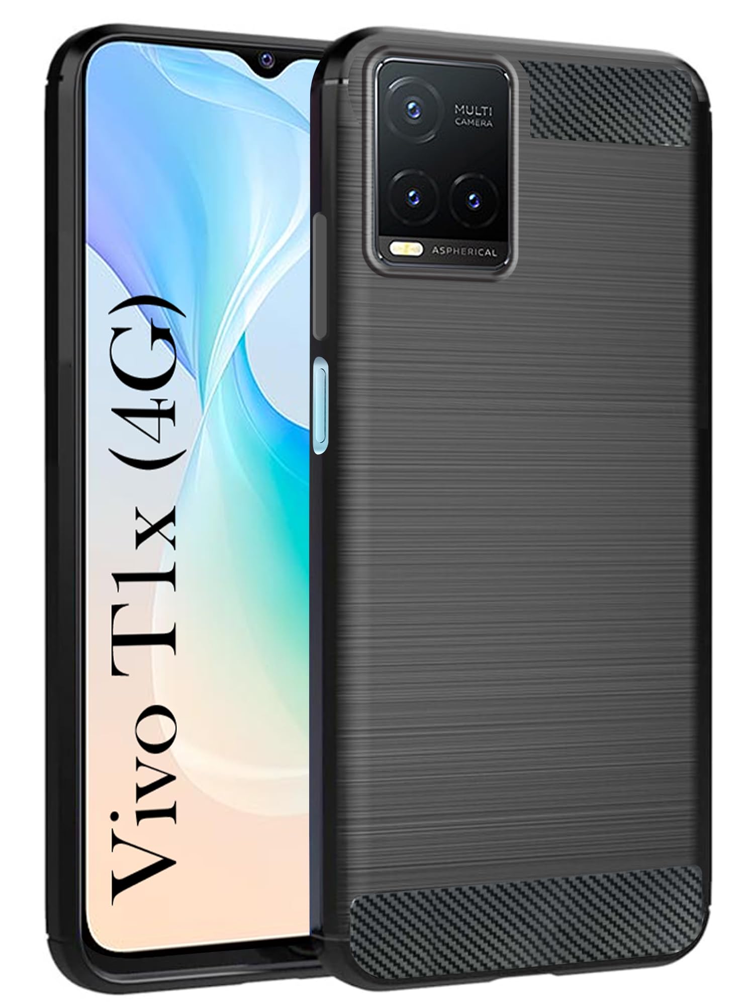 Jkobi Back Cover Case for Vivo T1x 4G (Hybrid Armor Case | Carbon Fiber Shockproof | Soft and Flexible | Black) (B0D62NRW9P) Amazon Price History, Amazon Price Tracker