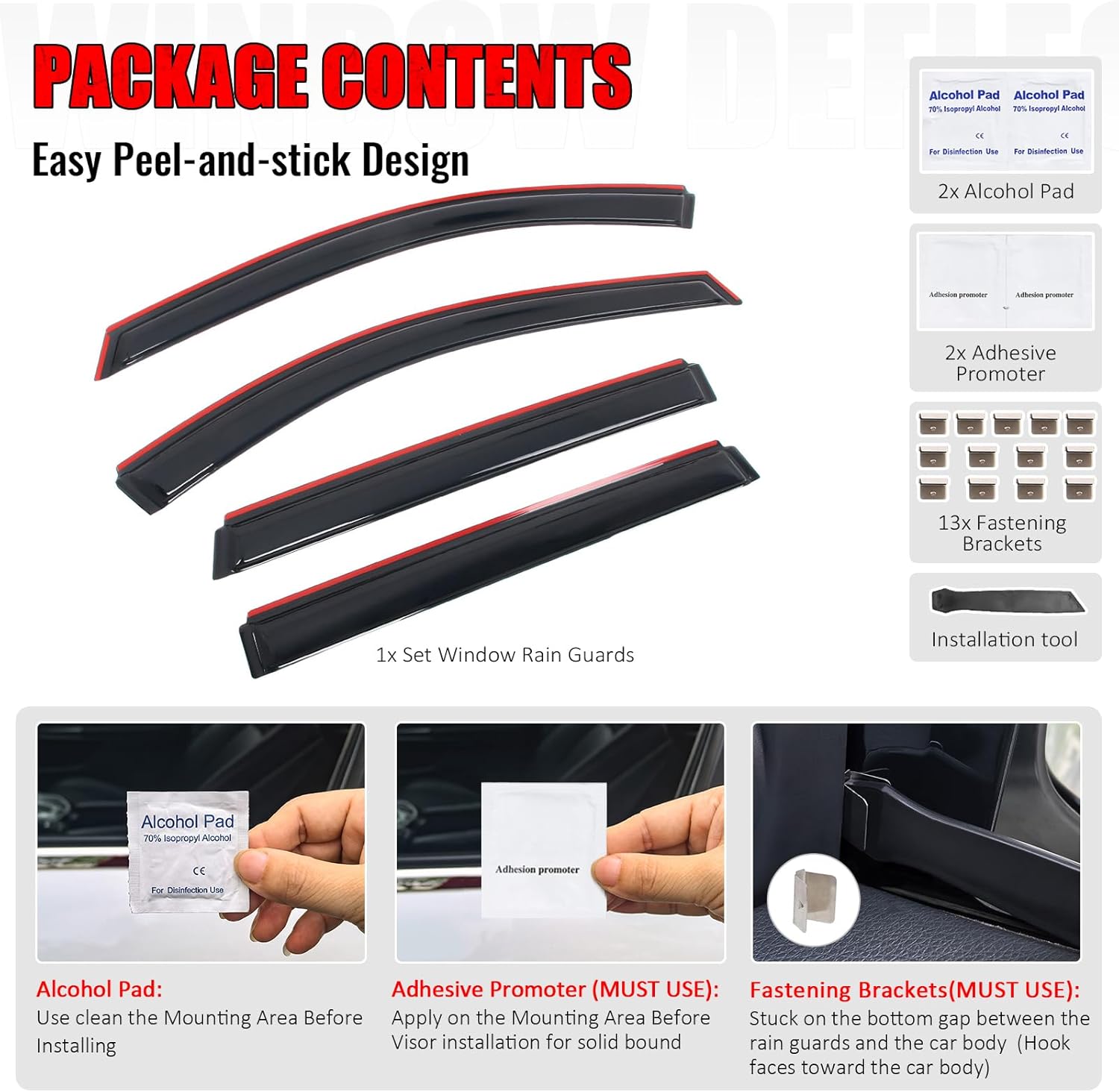 IKON MOTORSPORTS in Channel Window Visors Compatible with 2013-2020 Nissan Pathfinder, Slim Style Acrylic Smoke Rain Guards, Side Window Wind Deflectors 4PCS