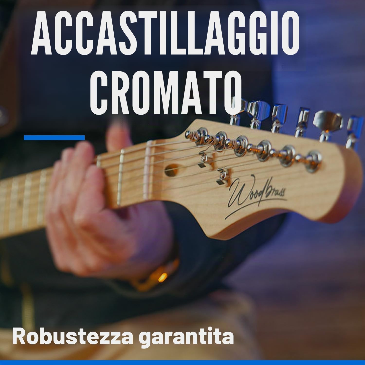Woodbrass ST100 Chitarra elettrica, bianca - Chitarra versatile ideale per principianti - Corpo in forma ST - Tastiera in tiglio americano - Stile rock, pop, funk, country, hard, metal
