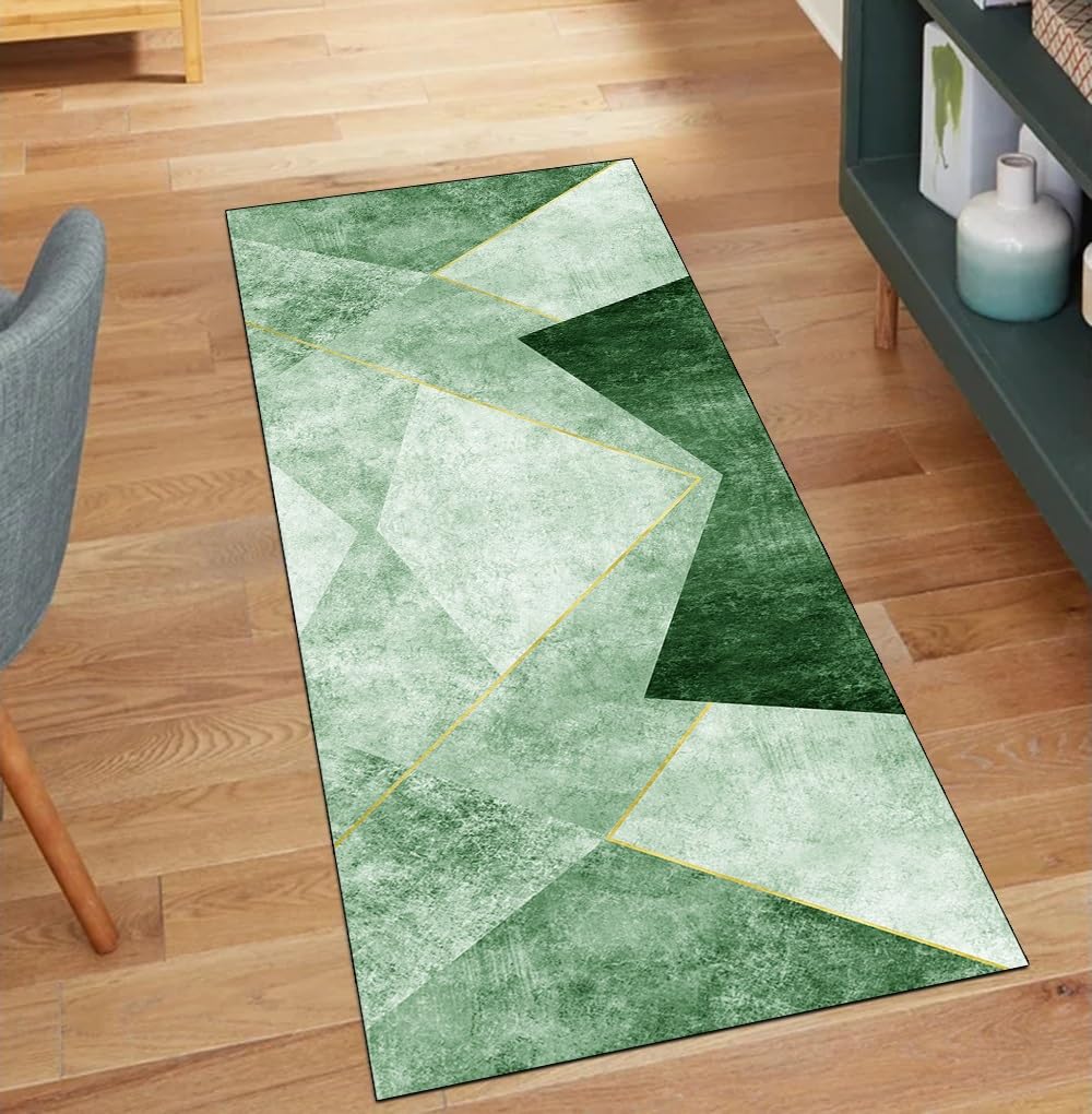 Alfombra de pasillo verde lavable de 120x150 cm moderna y antideslizante para tu hogar