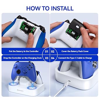 NEWDERY Dual-Controller-Ladestation für Xbox Wireless Controller