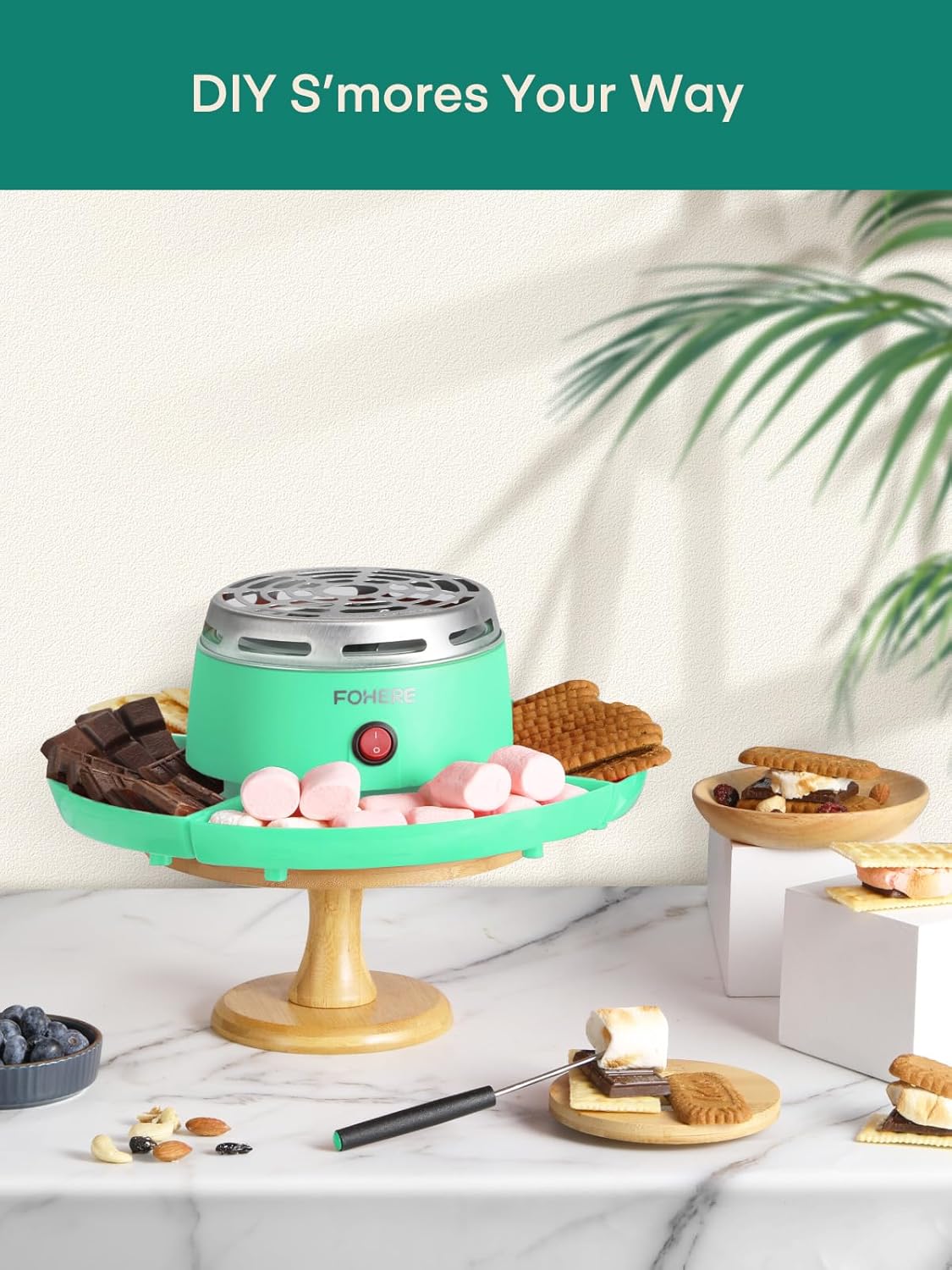 FOHERE Waffle Maker 3 in 1 Sandwich Maker & Smores Maker Tabletop Indoor