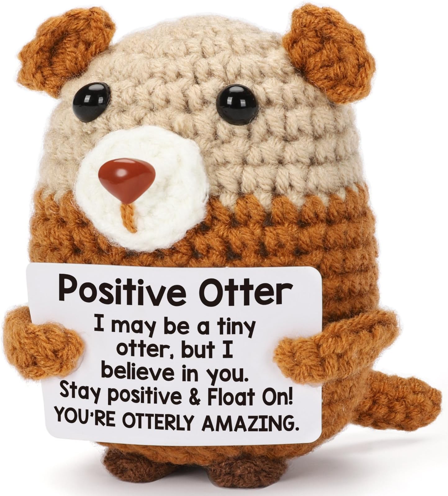 Crochet Otter Positive Gifts - Handmade Emotional Uplifting Support Cheer Up Knitted Small Otter Pickle Potato for Women Men Birthday Easter Funny Cute Stocking Stuffers Christmas Graduation