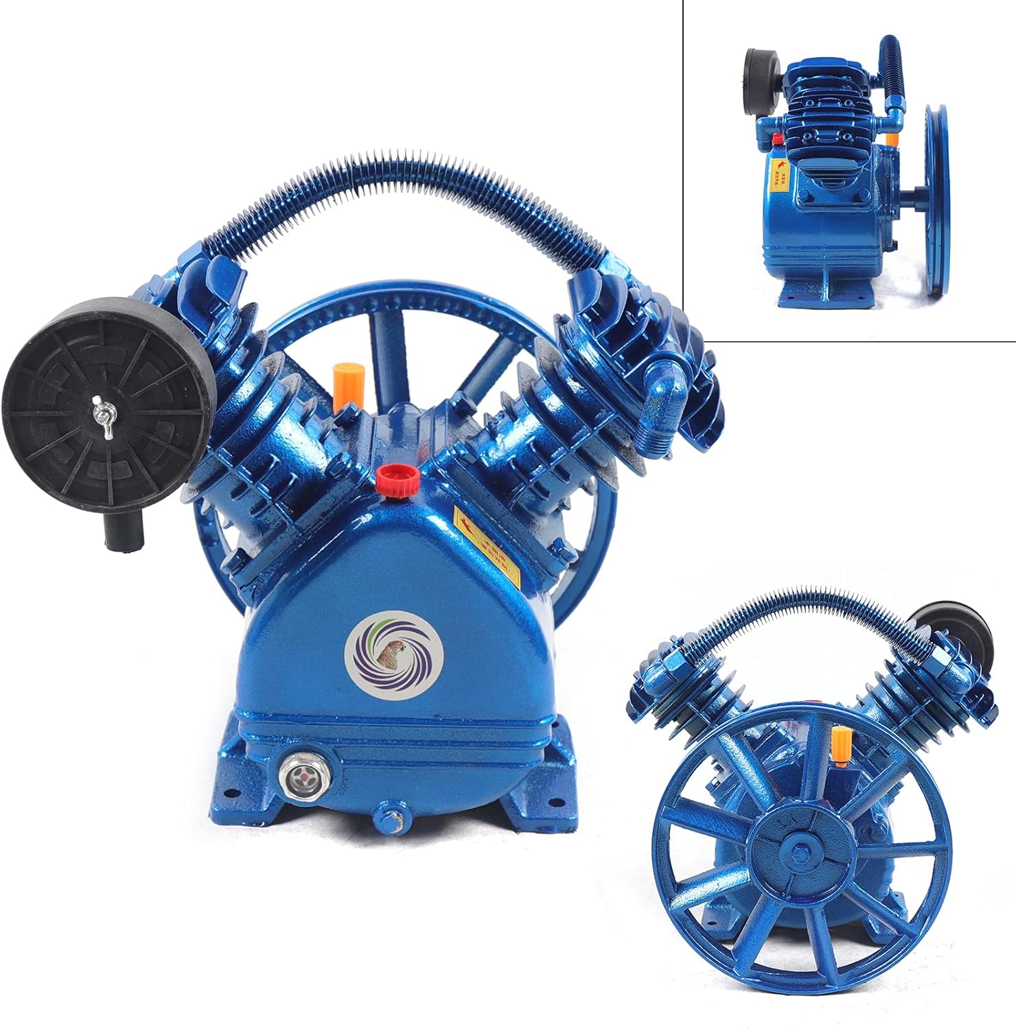2.2KW 3HP Twin Cylinder Air Compressor Pump Head Double Stage 175PSI V-Type Pump Motor Head Replacement (3HP 2-Stage)