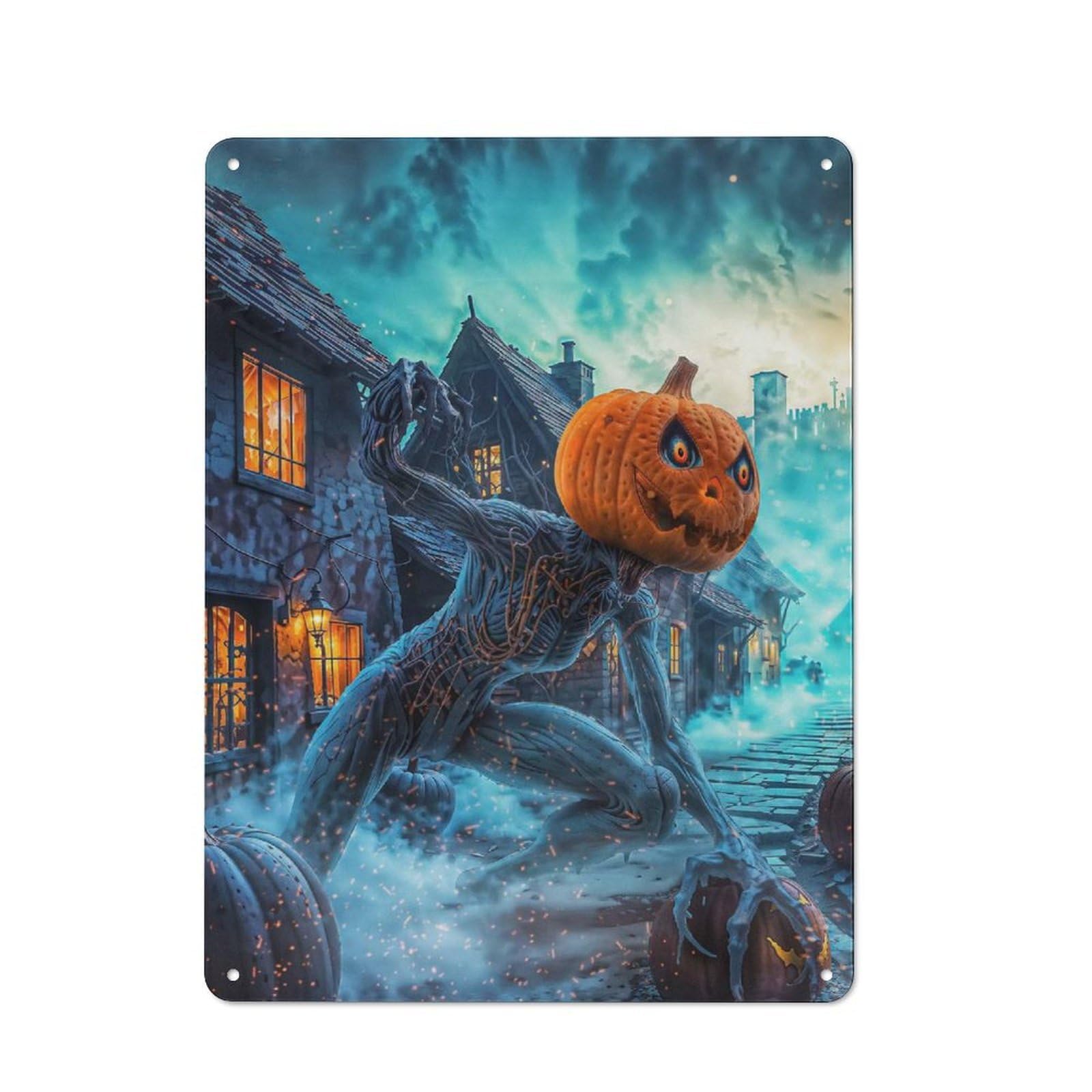 Junmoney Pumpkin Head Monster Retro Tin Sign 40X30cm For Pub Or Café, For Collectors Building A Themed Wall Display