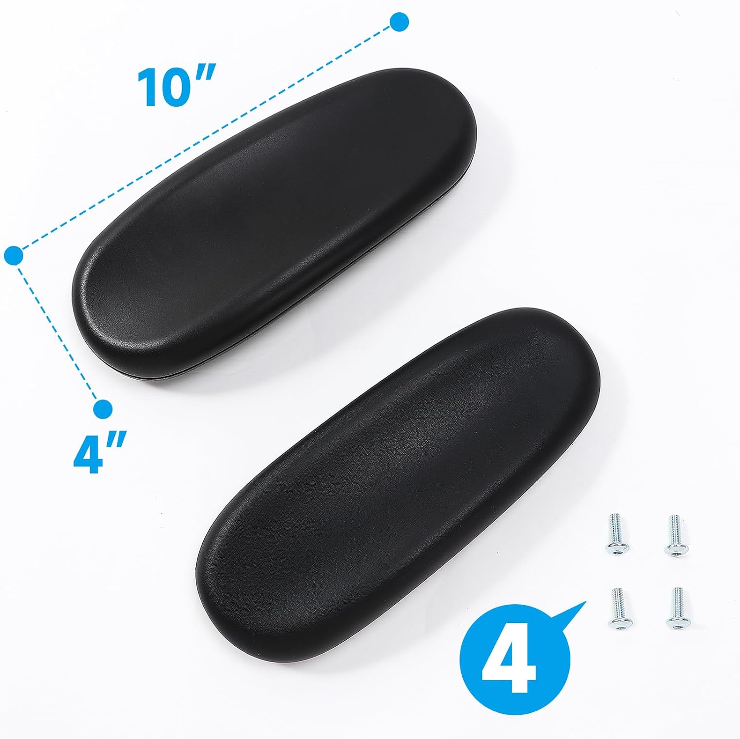 Office Chair Arm Replacement,Gaming Chair Replacement Armrest Arm Pads Universal 4" Mounting Hole Parts(Set of 2) Black