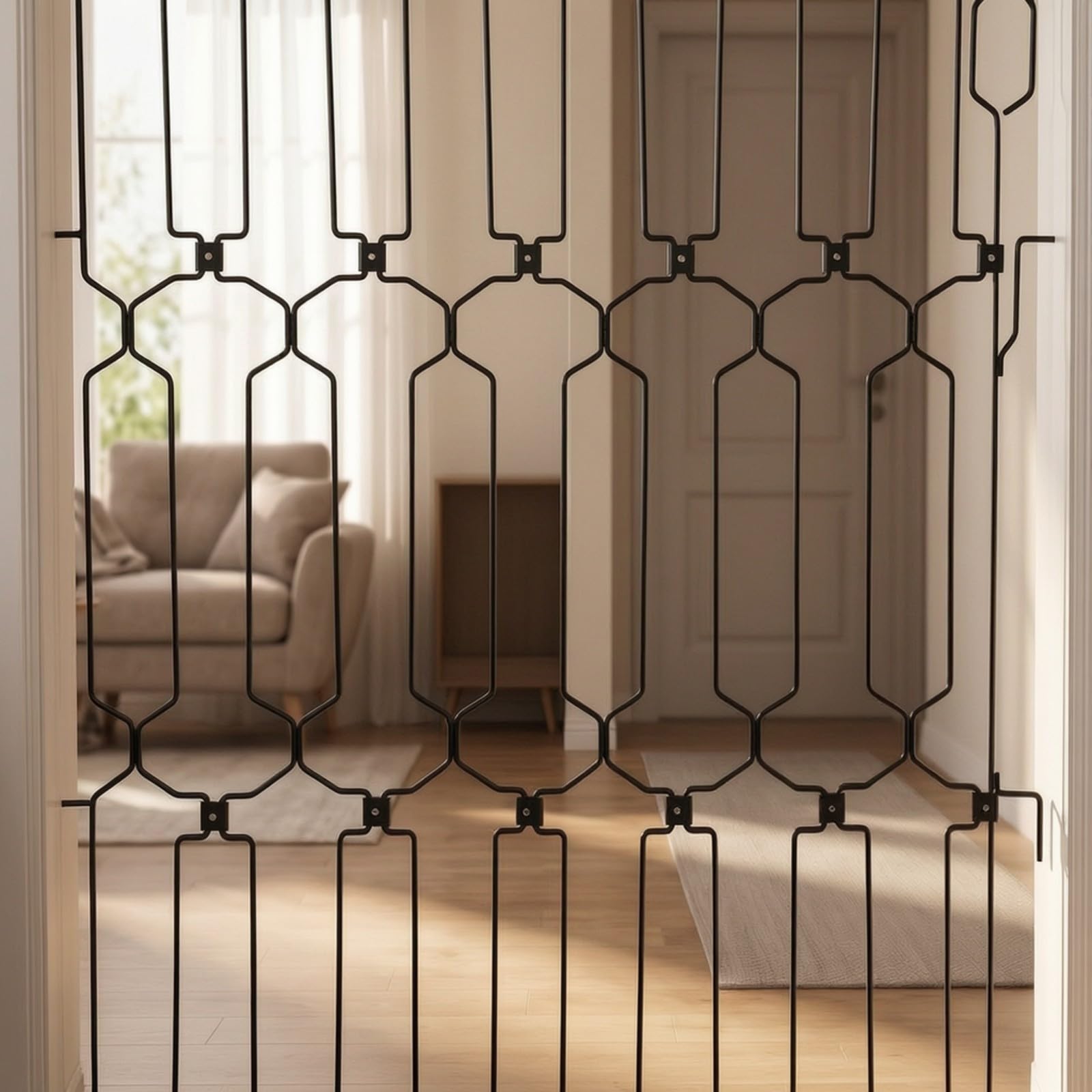 rockible Cancello con Rete Montaggio senza, Cancelletto a Pressione, Adatto Agli Interni, Recinzione, per Porte, Scale, Larghezza 90CM