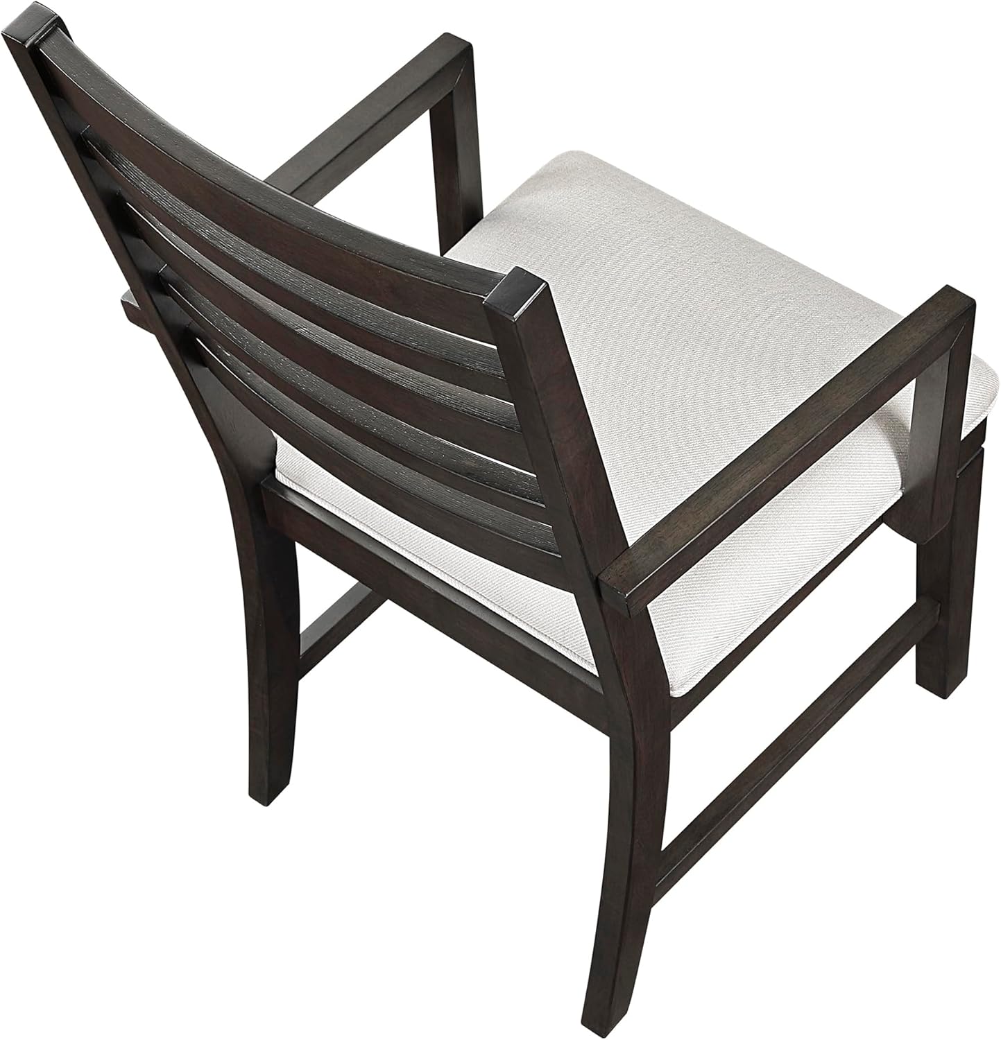 Lexicon Dining Arm Chairs Set of 2, Wood Frame and Beige Textured Fabric Upholstered Seat, Ladder Back, Accent Seating with Arms for Dining Room, Kitchen Table, Office, Easy Assembly, Dark Espresso