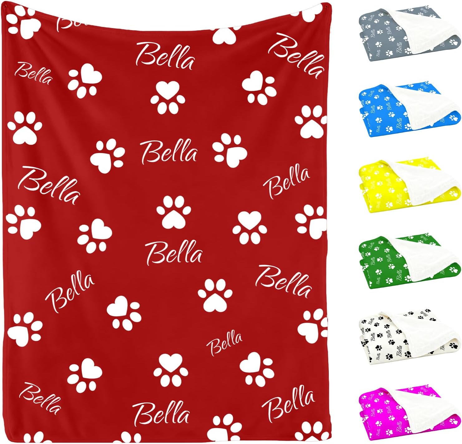 Personalized Dog Blanket with Photo & Name, Custom Pet Blankets for Couch, Bed, Car, Idea for Pet Parents Birthday Christmas Memorial Day