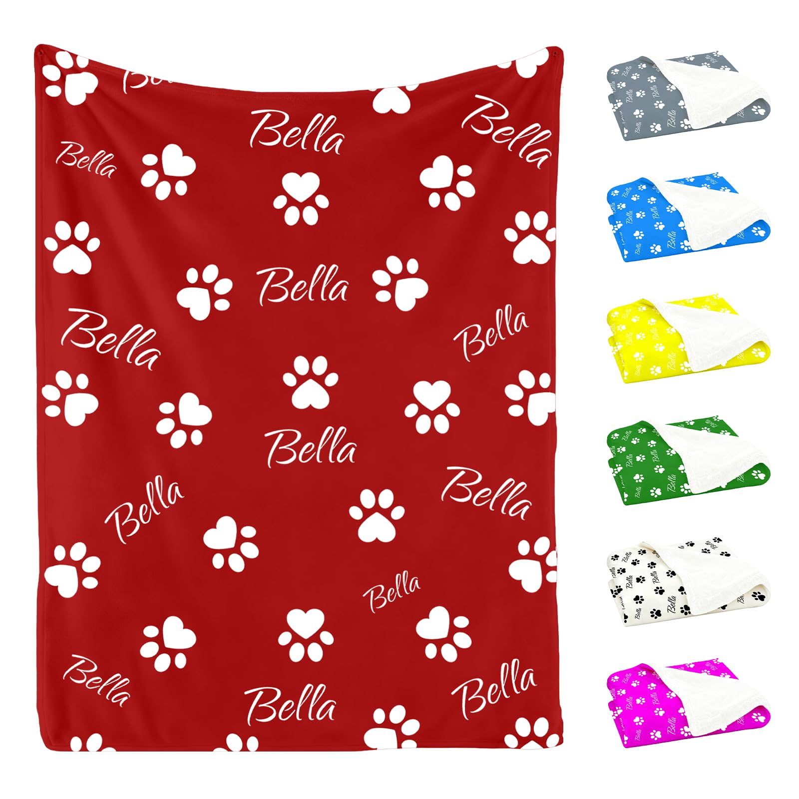 XSTZR Personalized Dog Blanket - Custom Photo and Name Dog Cat Throw Blanket for Small Medium Large Pets - Cozy Fleece Gift for Dog Moms & Cat Dads (Black)
