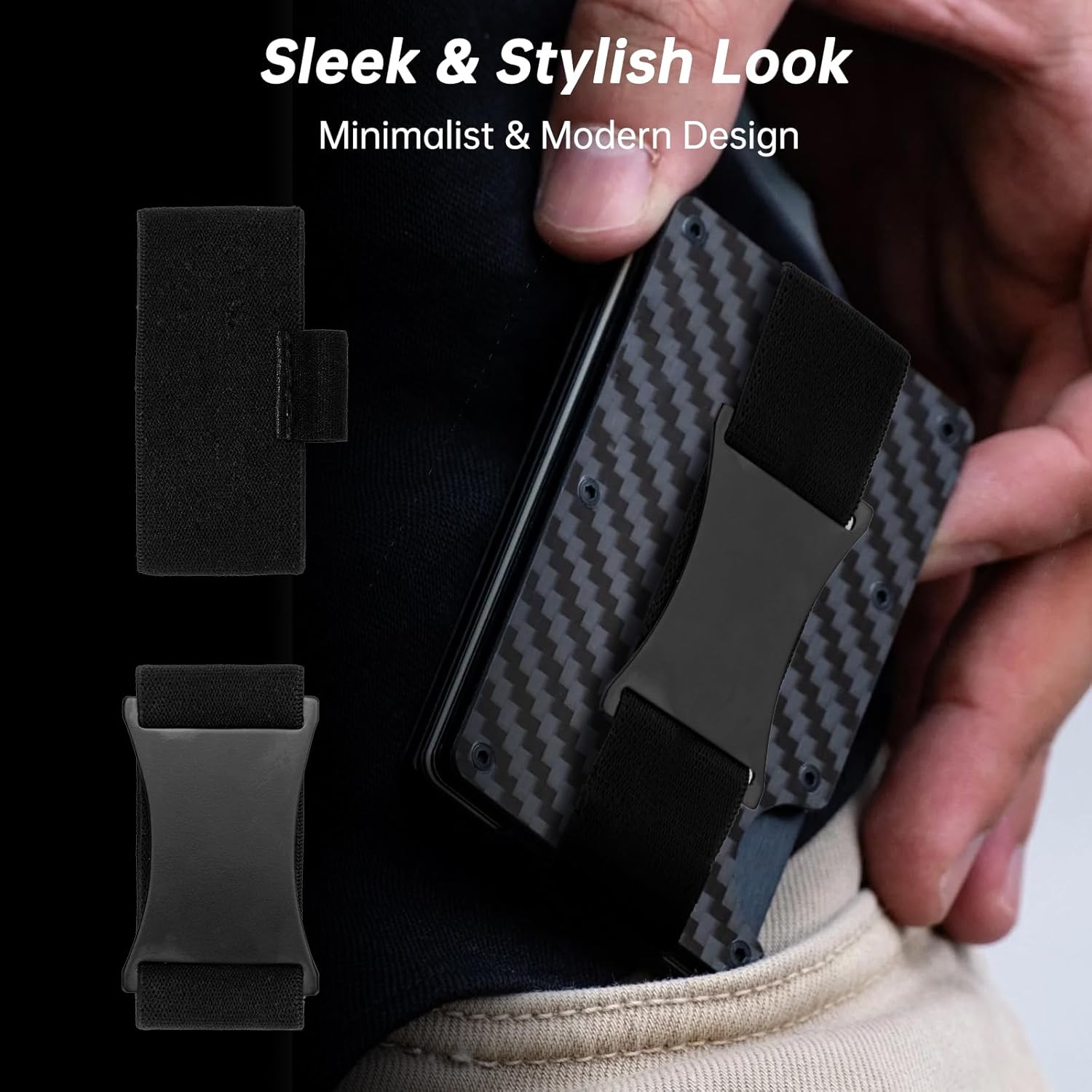 Wallet Elastic Band Replacement Compatible with Ridge Wallets for Men, Metal Wallet Repair Kit with Screws and Screwdriver, Elastic Cash Strap Replacement for Card Holder Wallet, Black thumbnail