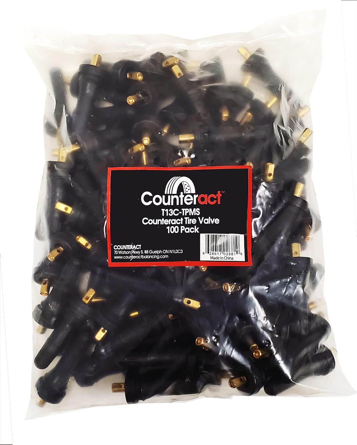 Counteract TR12C Tire Valve 33mm -EPDM Rubber - 100 Pack