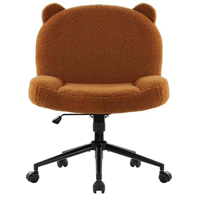 IWMH Armless Office Desk Chair with Wheels Ergonomic Criss Cross Legged Computer Chair with Fabric Padded Height Adjustable