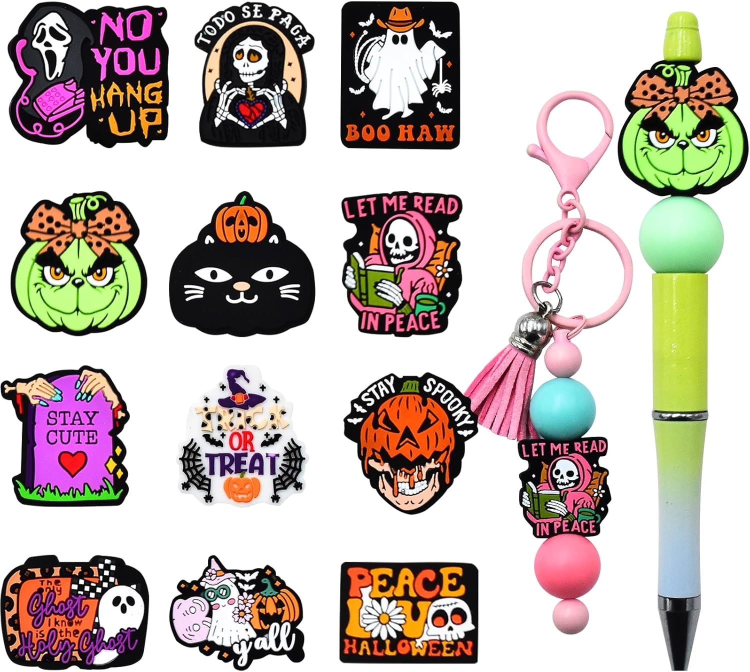 WOZADU 12 PCS Silicone Focal Beads for Pens Characters