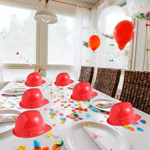 Miniatura 6 de 48 sombreros de construcción para fiestas, sombrero duro de plástico para niños y niñas, suministros de cumpleaños (rojo)