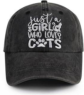 Just a Girl Who Loves Cats Hat for Women, Funny Adjustable Embroidered Cat Mom Baseball Cap