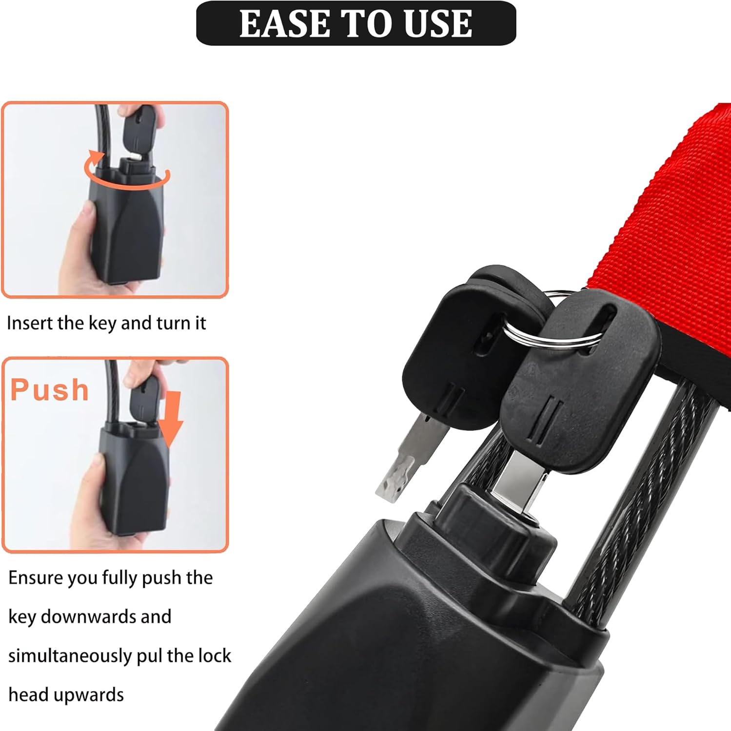Car Steering Wheel Lock, Reliable Club Steering Wheel Lock Anti-Theft Device with 3 Keys, Max 17 Inch Length, Fits Most Vehicles, Trucks, SUVs, Vans, Golf Car Security Device - Red thumbnail