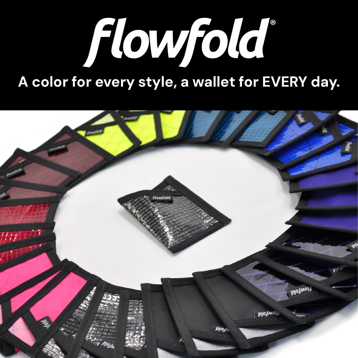 Flowfold Recycled Sailcloth Minimalist Card Holder Wallet | Slim and Durable with Cash pocket and Credit Card Slot | Minimalist Wallet Made in USA Holds 6-8 Cards