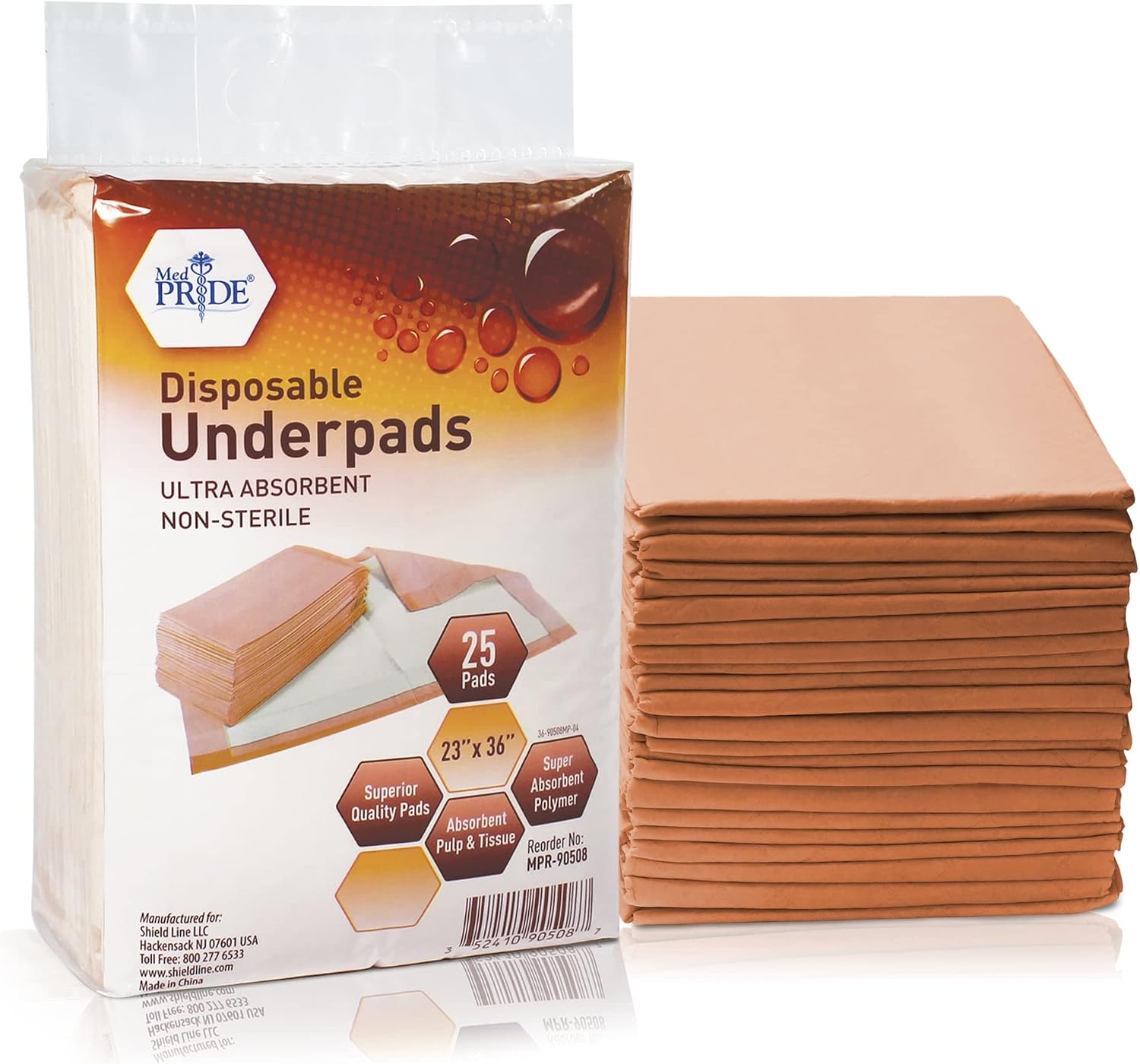 Medpride Disposable Underpads 23”x36” | Super Absorbent Incontinence Pads, For Kids, Adults, Elderly, & Pets | Perfect For Bedding Protection & Puppy Training | Prevents Leakage & Accidents | 25 Count