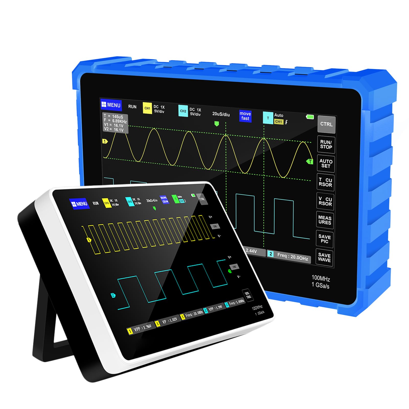 Oszilloskop, Digital Oszilloskop Multimeter, Handoszilloskop with 2 Kanal, Usb Oszilloskop, 100 MHz Bandbreite, TFT-LCD-Display, 1GSa/s Abtastrate, Zufällig verteilte Cover