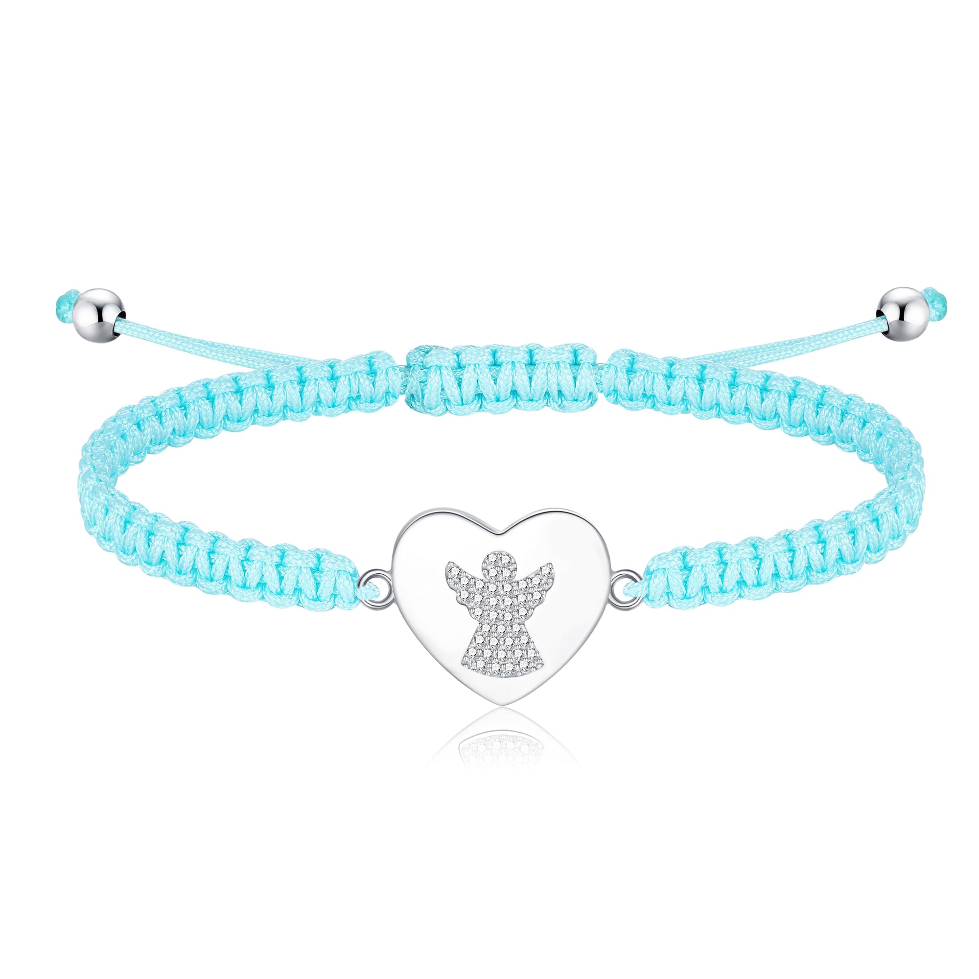 Jrêveinfini Pulsera de Corazón con Ángel de la Guarda en Plata de Ley 925 con Zirconia, para Mujeres y Niñas, en Caja de Joyería