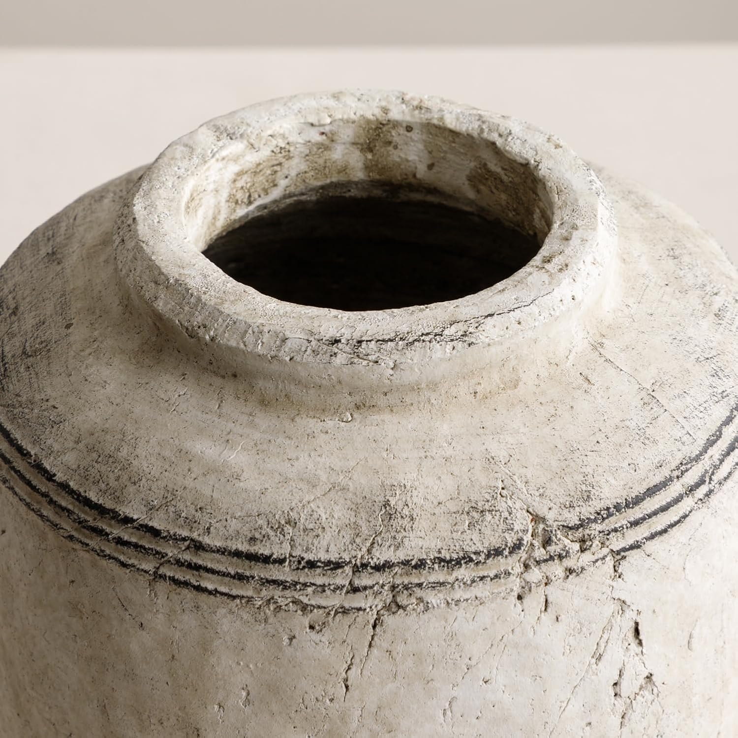 Ceramic Flower Vase, Rustic Farmhouse Terracotta Vase for Home Decor, Aesthetic Decorative Pottery Vases for Table Centerpiece, Living Room, Bookshelf, Bedroom, Kitchen, 7.28" (Small)