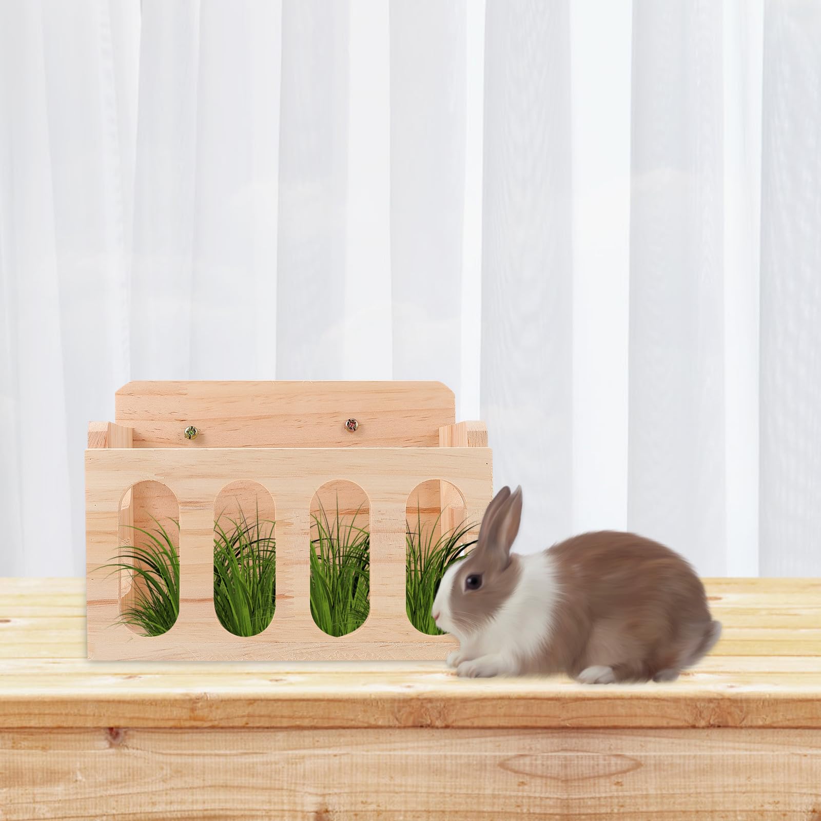 GALPADA Mangiatoia per Conigli e Porcellini D'india in Legno, Facile da Installare e Mantiene Cibo Pulito, Adatta per Gabbie di Piccoli Animali Domestici