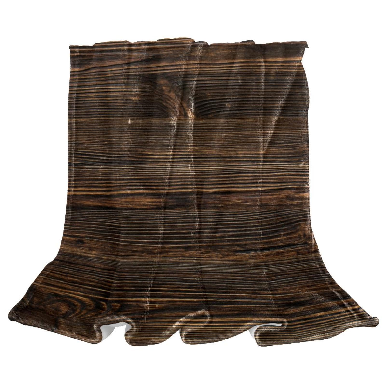 Couverture polaire bois brun cocooning pour lits et canapés 150x100 cm