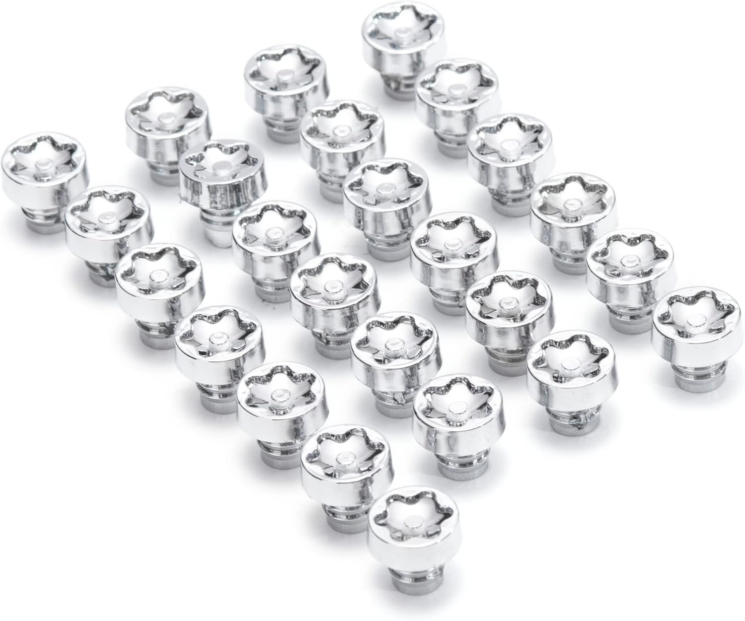 RTRHINOTUNING 50pcs for 7.5mm(0.3in) Hole Wheel Rim Lip Rivets Nuts Replacement Plastic Chrome Silver Rivets Head Diameter 12.1mm/0.48in