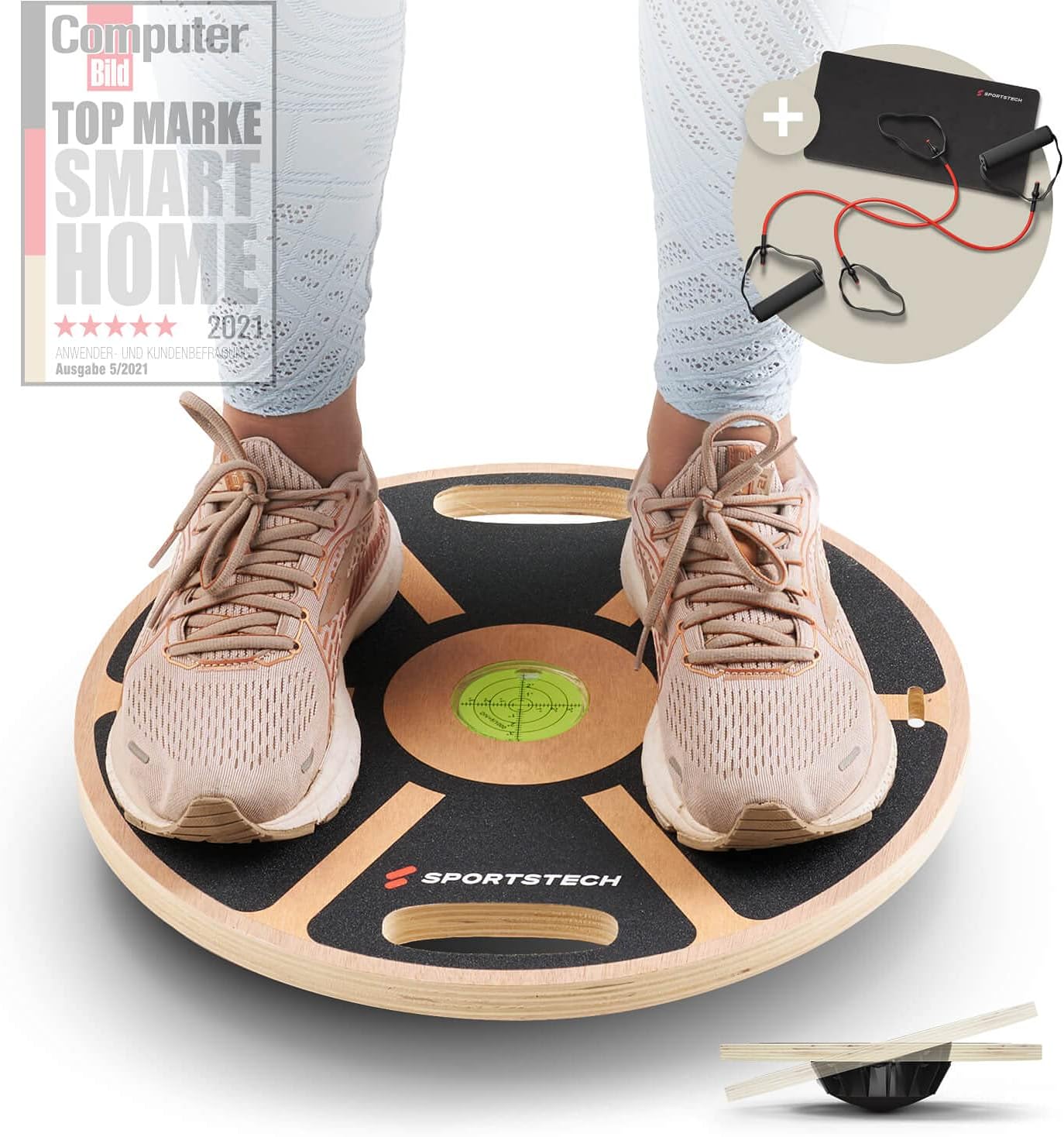 Sportstech balance board premium en bois Balance intégrée Équipement