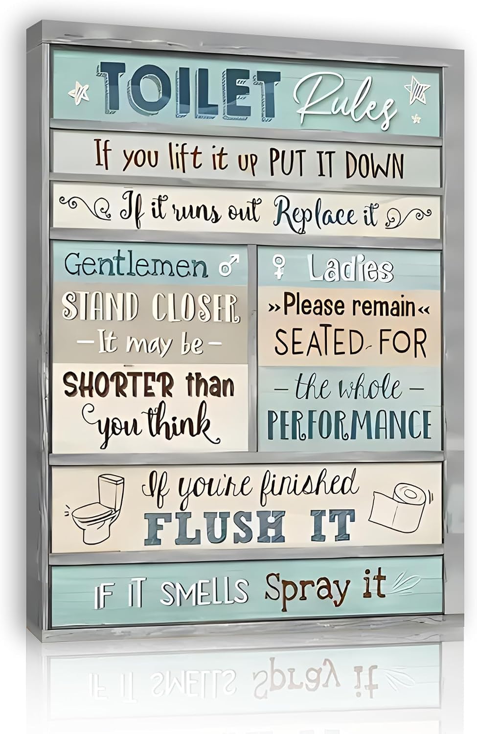 Amazon.com: Toilet Rules Wall Art, Funny Bathroom Decor Sign for ...