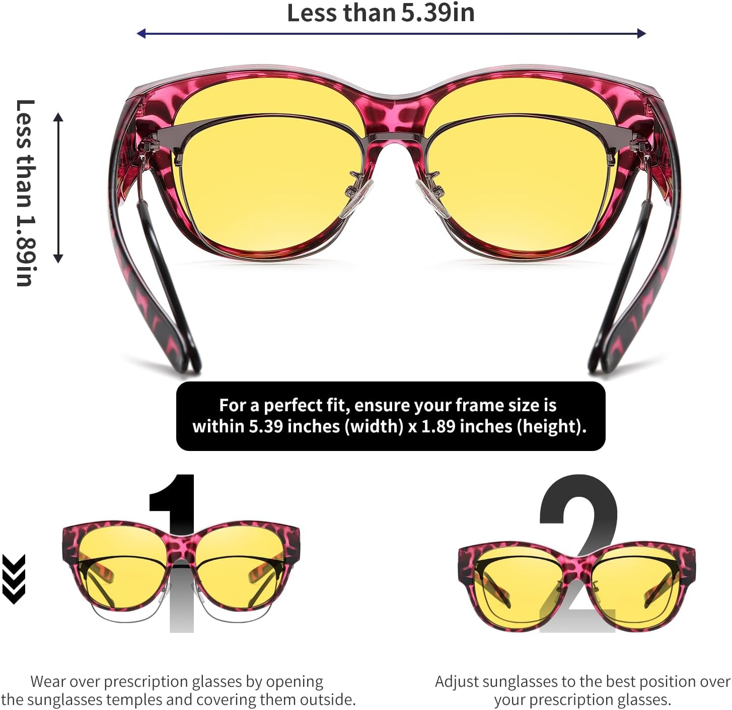 GEGURI Fit Over Glasses Polarized Sunglasses for Women & Men, Stylish Cat Eye Design Sun Glasses 100% UV Protection - Image 3