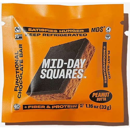 Miniatura 5 de Mid-Day Squares Barras de chocolate altas en proteínas, 1.16 onzas cada una, 2 unidades, 24 cuadrados, sabor a masa de galletas, suministro para 20