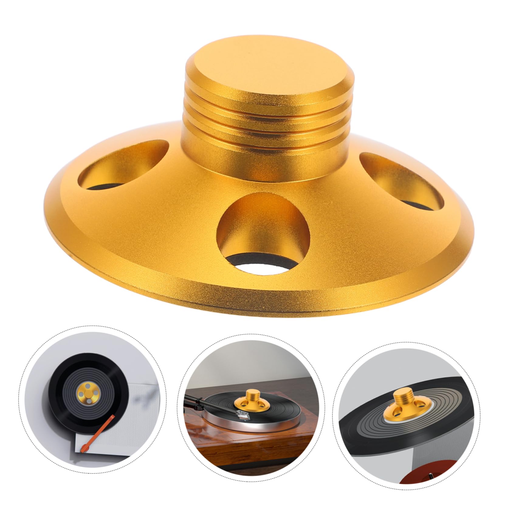 Peso de Vinilo Dorado de Aleación de Aluminio para Tocadiscos | Minimiza Vibraciones, Resistencia Superior a Impactos, Acabado Elegante en Dorado