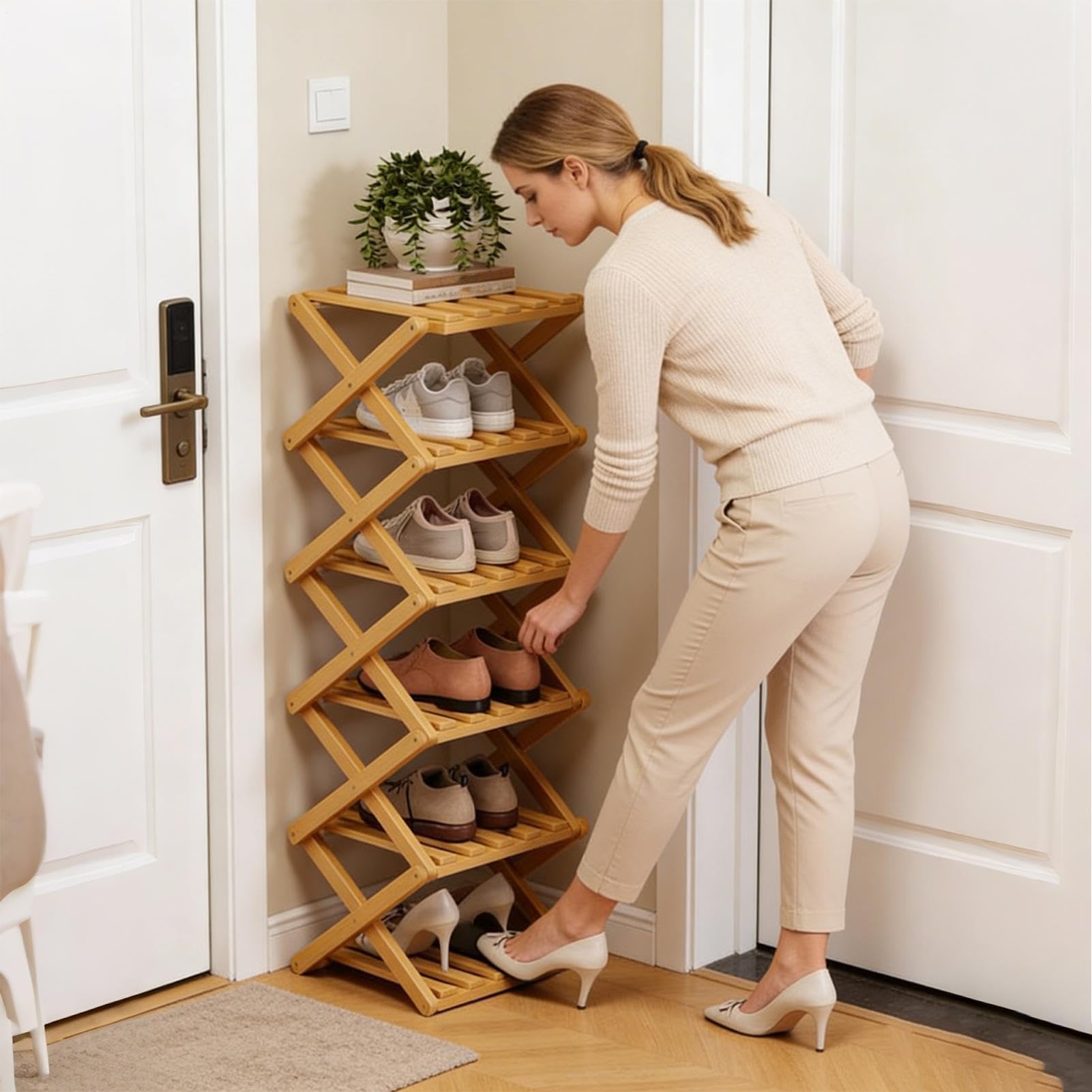 Générique Portascarpe – Organizer angolare pieghevole a 6 livelli – grande portascarpe organizzato – per stivali sneakers tacchi pantofole ingresso armadio soggiorno camera da letto bagno