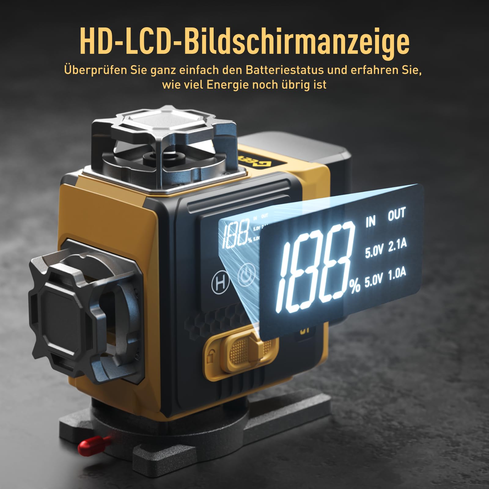 Geevorks Laser Wasserwaage 4D Kreuzlinienlaser Profi-Set | 16 Linien Selbstnivellierend, 25m Reichweite mit Stativ | 2 * 2400mAh Akku + Fernbedienung & Wandhalterung IP54