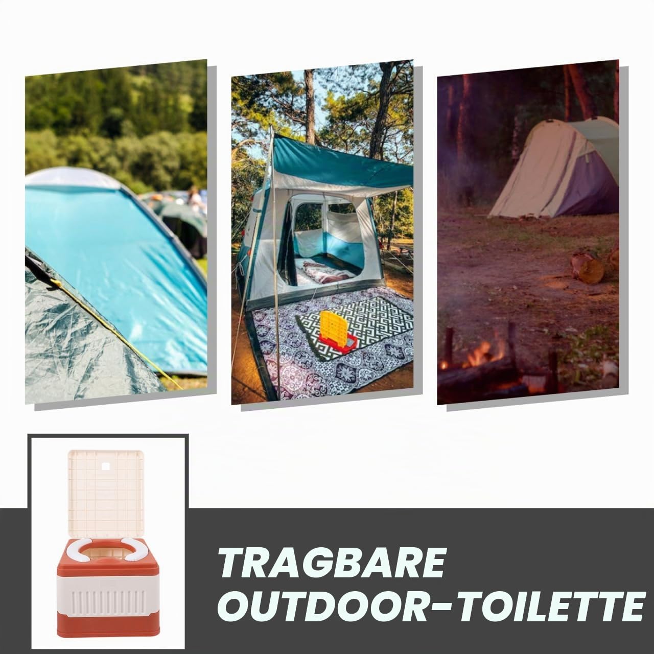 CALLARON Tragbare Faltbare Campingtoilette 9.84X8.27X6.69In Leichtes Outdoor Autotoilette Notfalltoilette Für Camping Wandern Angeln Baustelle