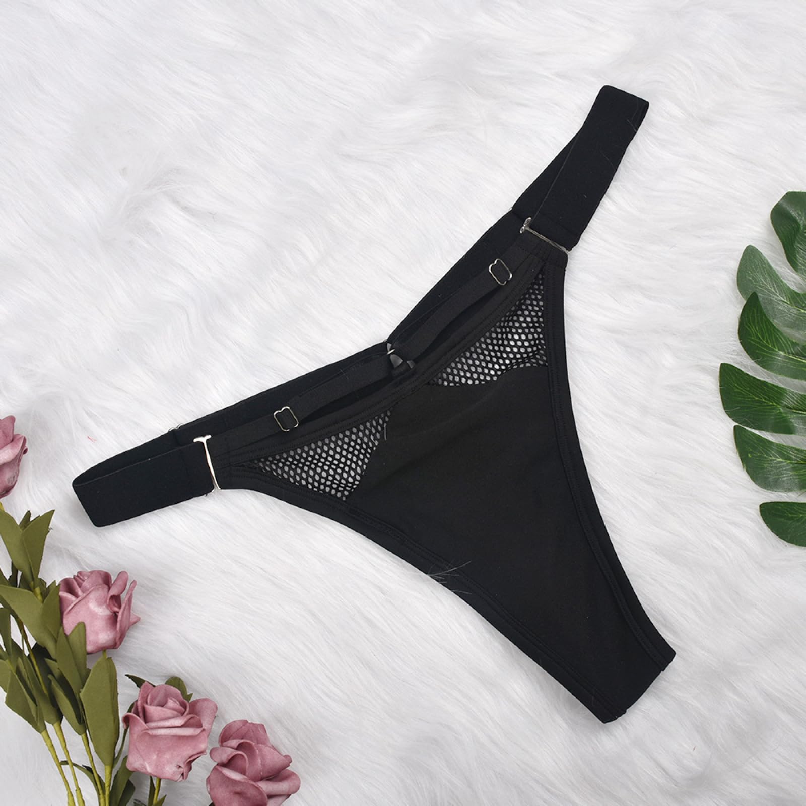 Body, lencería erótica de Malla Moldeadora, Sexy, Transparente, de Tres Piezas (Negro S)