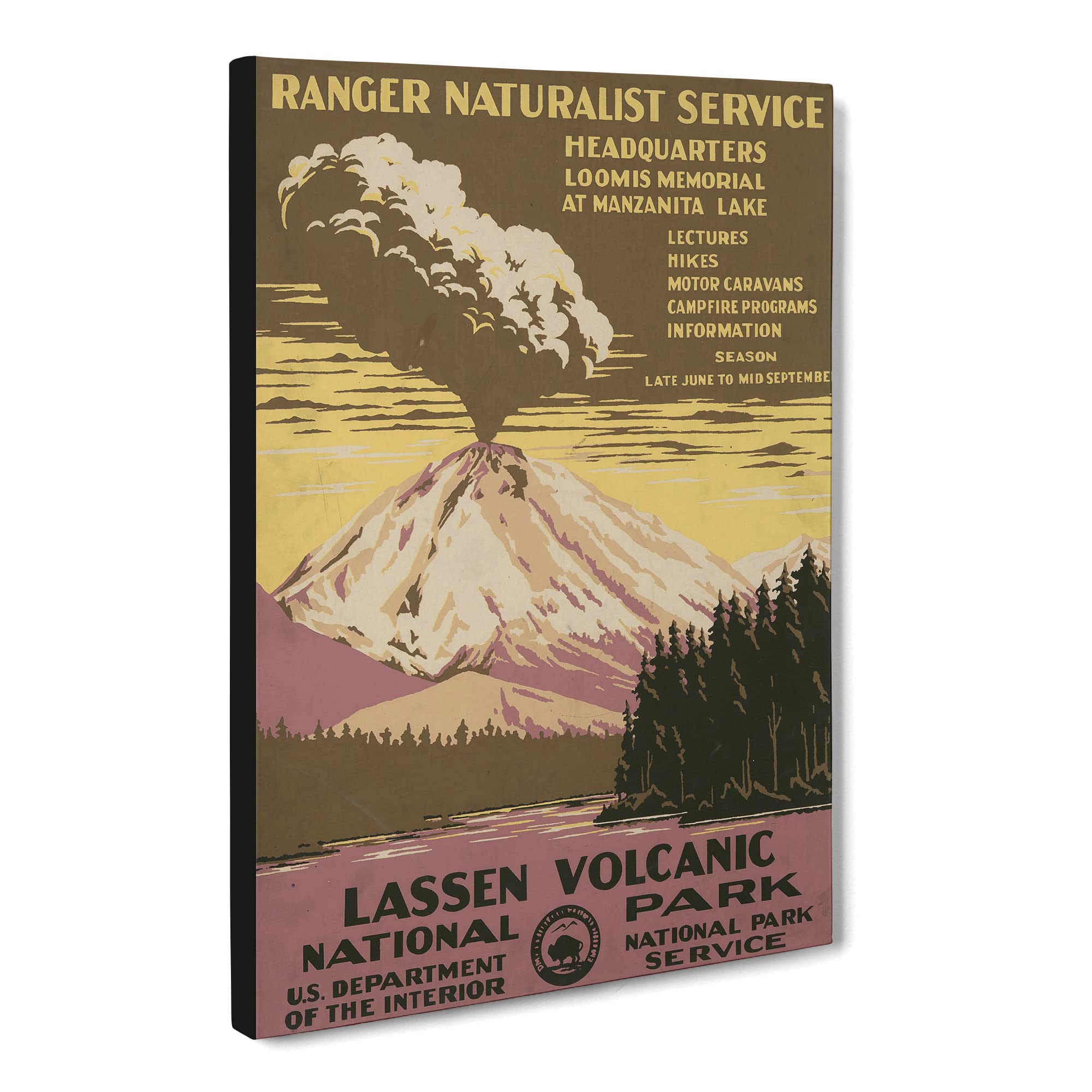 Wpa Lassen Volcanic National Park Travel Poster Canvas Print, Mixed, 25L x 50W cm