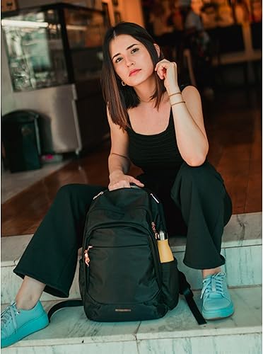 Miniatura 9 de Mochila para laptop, LIGHT FIGHT - Mochila de viaje de 15.6 pulgadas para mujeres y hombres, bolsas de libros escolares universitarios con agujero