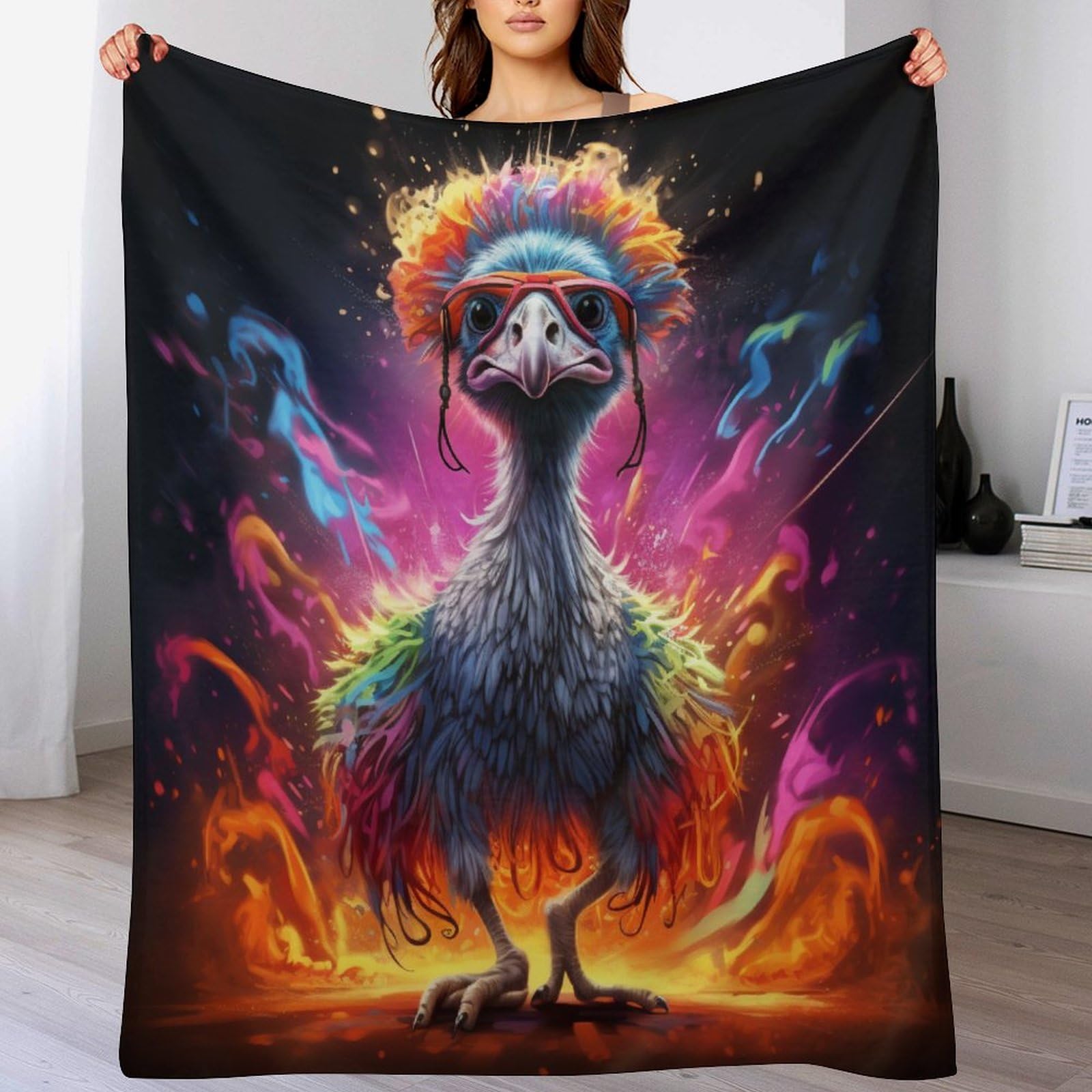 Couverture polaire autruche en flanelle douce et chaude pour cocooning sur canapé