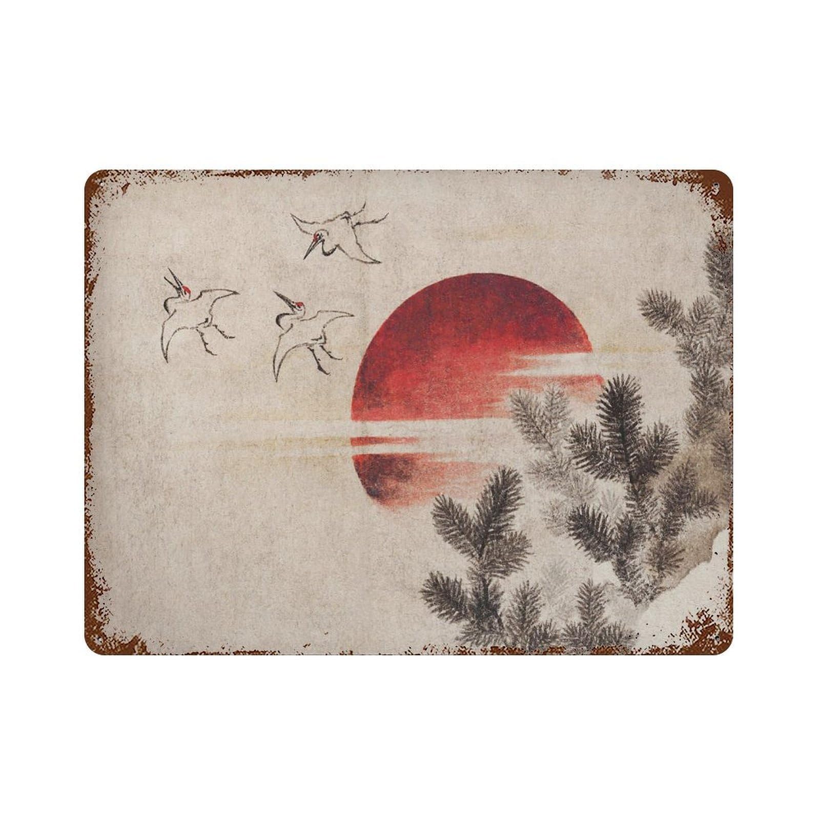 xiaoxiaoshen Hokusai Birds And Sunset Ukiyo-e Japanese Wall Decor Art Metal Tin Poster Modern Home Decor Art Home Bar Shop Decorations Vintage Sign 30x40cm