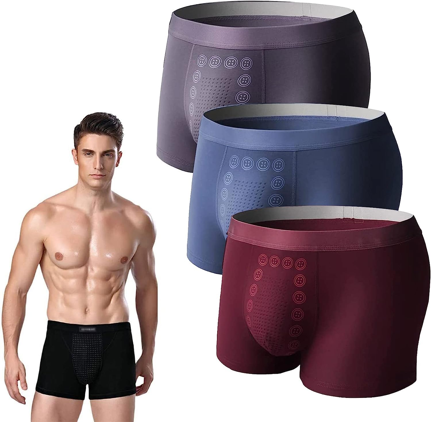 3-Pack Energy Field Therapy Men's Underwear Magnetic Therapy Men's Underwear Magneteceft Energy Field Men's Underwear